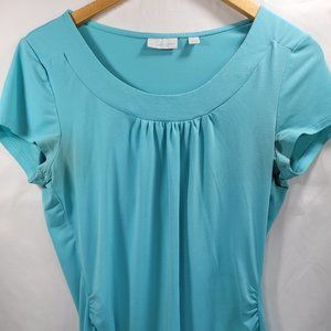 New York & Co. Women's Medium Short Sleeve Turquoise Blue Blouse